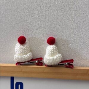 Mini Christmas Knit Hat Hair Clips (Set of 2)